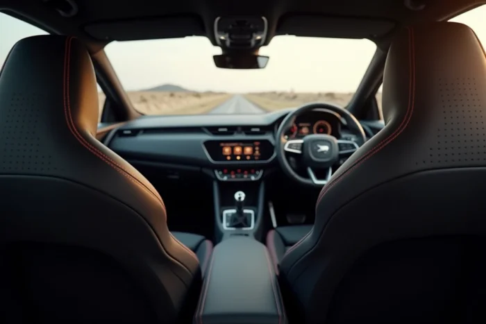 Intérieur du Cupra Formentor avec sièges sport en cuir perforé et tableau de bord technologique